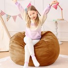 Cozy 2 5ft Round Bean Bag Chair For Kids   Teens - Soft Memory Foam Sofa  Golden