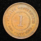 Straits Settlements  British Colony  Victoria Cent 1872-h  Au 