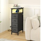 Sthmec Nightstand Set 2 With Charging 7 85  W   15 75  d  28 38   H  Black