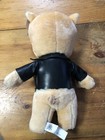 Vintage 1997 Looney Tunes Porky Pig 14  Faux Leather Biker Jacket Plush Toy Doll
