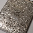Antique Sterling Silver Chatelaine Etched Calling Card Case Mono