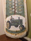 John Deere Tin Metal Thermometer Vintage Advertising Sign Tractor Implement