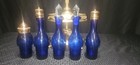 Rare Antique Victorian Cobalt Blue 5 Bottle Cruet Table Set Server Stunning 