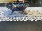 Antique Imperial Glass Company Three Footed Ruffled 9 1 2 Amethyst Glass Bowl