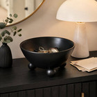 Black 12 In  X 6 In  Round Wood Decorative Bowl With Rounded Feet Design