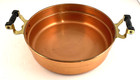 Vintage Copper Serving Dish Chafing Pan 9  Diameter With Wooden Handles