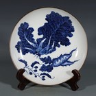 Nice Chinese Antique Art Hand Qing Dynasty Blue white Porcelain Cabbage Plate