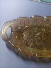 Vintage  Lily Pons Amber Line Glass Pickle Candy Dish Indiana Glass  Chip 