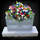 Red White Blue Mini-mum Cemetery Headstone Saddle With Quality Memorial Flowers