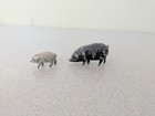 Pair Of Vintage   Antique Cast Iron Painted Metal Pig Figurines