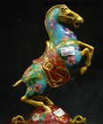 Chinese Bronze Cloisonne Enamel Fengshui 12 Zodiac Year Animal Horse Ball Statue