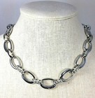 Necklace Earrings Set Silver-tone Oval Chain Link
