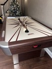 Aeromaxx White Air Hockey Table With Red Print And Paddles