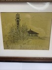 Vtg  Sanibel Island Lighthouse Sketch By K  Adam   s Signed And Framed 15 5   x12 5   
