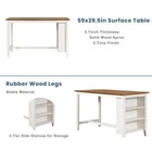White 5pc Counter Height Rustic Farmhouse Bar Table Set W 4 Chairs