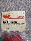 Vtg Nip Scovill Dritz Tomato Red Pin Cushion W strawberry Sewing Needle Holder