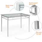 5 Piece Dining Set Glass Top Metal Table   4 Chairs Kitchen Breakfast Furniture