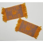 Pair Needlpoint Mug Rugs Hand Stitched Yarn Coasters Vintage