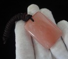 Fine Old Chinese Natural Pink Jade Pendant With Cord