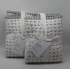 Pottery Barn Pick-stitch Wheaton Reversible Striped Cotton Quilted Shams King 2