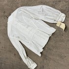 White 50s Does 1800s Vintage Cotton High-neck Victorian Film Costume Blouse