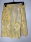 Vintage Handmade Half Apron Waist Yellow Gingham Check Tie Waist Pocket