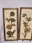 3 Vtg Metal Wall Plaques  Brass   Yellow In Relief Floral Elpec England