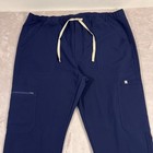 Figs Cairo Cargo Scrub Pants Mens Size 2xl Navy Blue Straight Leg Elastic Waist