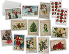 Vintage Christmas Greeting Card - 24 Antique Textured Style Cards   Envelopes   