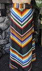 Vintage 70s Southwest Stripe Maxi Skirt Belt Sz 12 Boho Festival Aztec Elastic