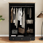 3 Door Wooden Wardrobe Armoire Closet Storage Cabinet Organizer W  2 Drawers