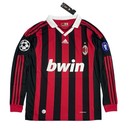Ronaldinho  80 Ac Milan 2009 10 Long Sleeve Jersey   Retro Men   s Shirt New