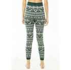 Green Nordic Snowflake Knit High Waist Full Length Legging Warm Pants - M