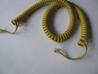 Vtg Old Yellow Curly Telephone Phone Receiver Handset Handpiece Cable Coil Cord