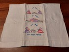 Vintage Embroidered Kitchen Cotton Linen Dish Tea Towel Meet Greet Garden Ladies