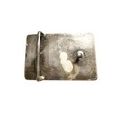 Vintage Sterling Silver Turquoise Belt Buckle Geometric Shadowbox Southwestern