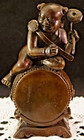 Vintage Bronze Statue Chinese Boy Figure On Top Of Large Drum Semi Nude   Whimsy