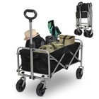 Collapsible Folding Wagon Cart Outdoor Beach Wagon With All Terrain Wheels Black