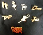 New card Goldtone Push Tac Pin Dance Theme Ballet Pointe Tap Jazz Dancer Gift