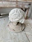 French Antique Bonnet Tulle White Lace Needlework Embroidered Embroidery Coiffe