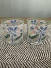 Mcm Pasinski Drinking Glass Needlepoint Stitch Birds Vintage W  Carry Case Set 6