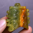 4cm Old Chinese Dynasty Natural Green Jade Carve Zhong Bell Amulet Pendant