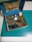 Vintage Antique Victorian Estate Jewelry Job Lot Jet Cameo Pins Vaseline Glass  