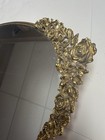 Vintage Ornate Gold Mirrored Vanity Dresser Tray Floral Baroque Hollywood Glam