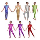 Girls Shiny Metallic Alien Fancy Disco Jazz Dress Outer Space Jumpsuit Unitard