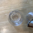 Lot Of 3 Clear Glass Decanters W  Stoppers   Small Bottle W  Cork   Chain