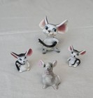Lot Of 4 Miniature Mouse mice Family Long Tails Bone China Ceramic Porcelain