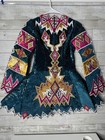 Vintage Celtic Irish Traditional Folk Step Dance Dress Costume Embroidered Teal
