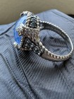 Judith Ripka Sterling Silver  White Moonstone Blue Spinel Ring Cz 925 Size 10 
