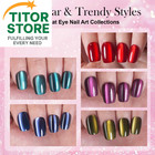 300pcs Cat Eye Press On Nails  Glossy Glitter Cat Eye Designs Nail Tips For Wom